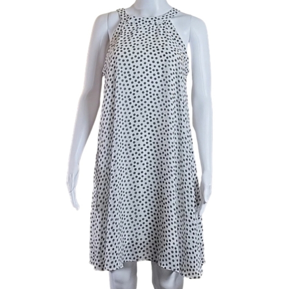 Betsey Johnson Dresses & Skirts - Betsey Johnson White & Black Polka-dot Halter Neck Back Zip Flowy Swing Dress